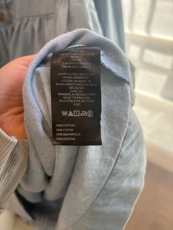 By Anthropologie Long-Sleeve Square-Neck Denim Babydoll Mini Dress size M - Picture 7 of 8